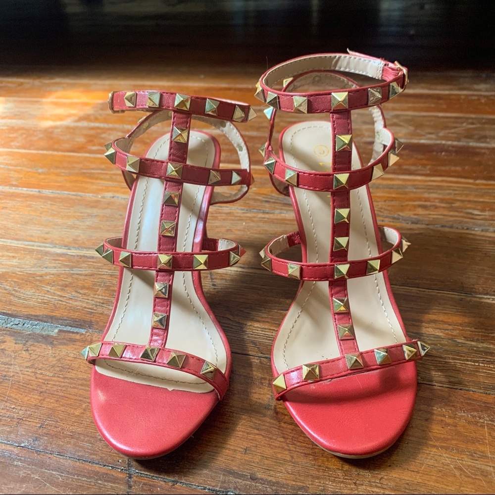 Red studded heels
